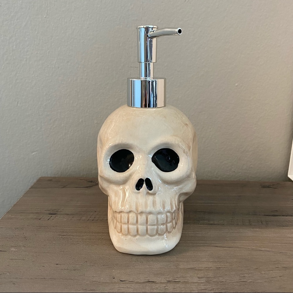 Ceramic Skull Soap Dispenser with Pump